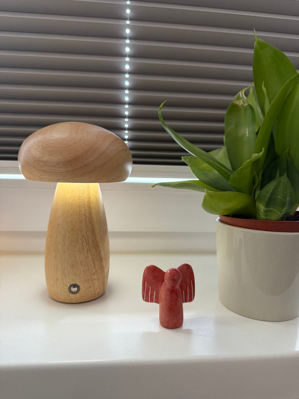 Mini Akku-Pilzlampe "Natural Light" - warmes Holzdesign