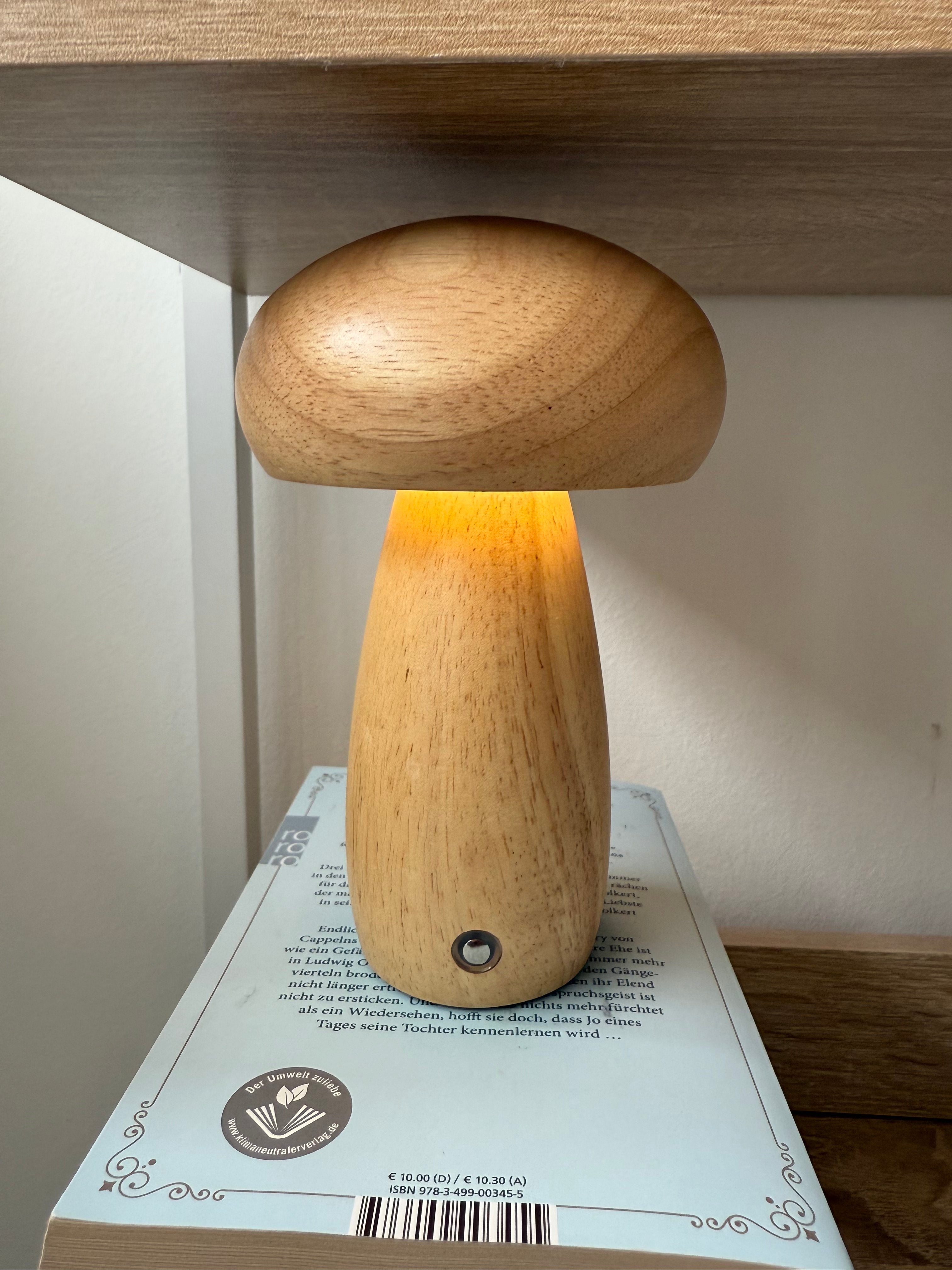 Mini Akku-Pilzlampe "Natural Light" - warmes Holzdesign