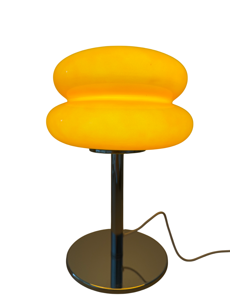 Aurora Flame - Tischlampe - Chromfuß & Kabel – Retro Look