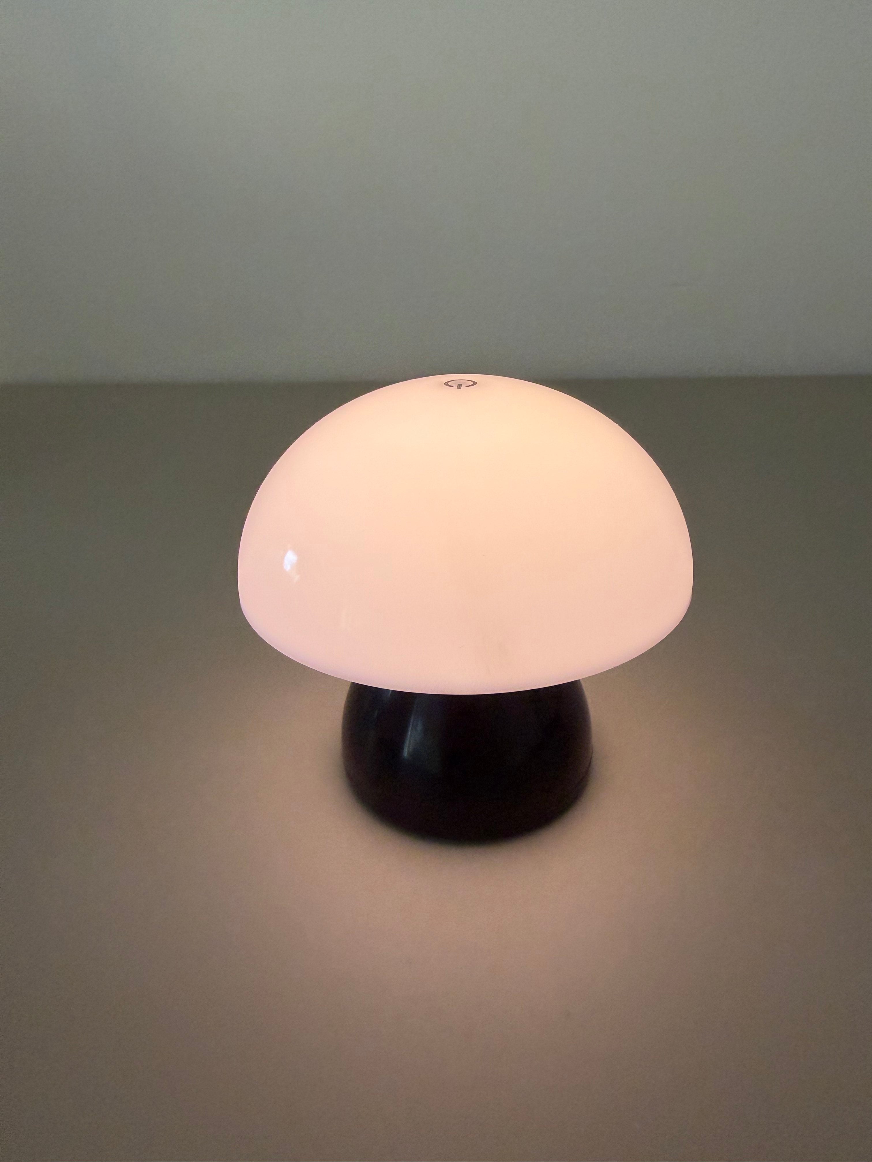 Lumi Dome Duo - Schwarz-weiße Akku-Pilzlampe mit Plexiglas-Schirm