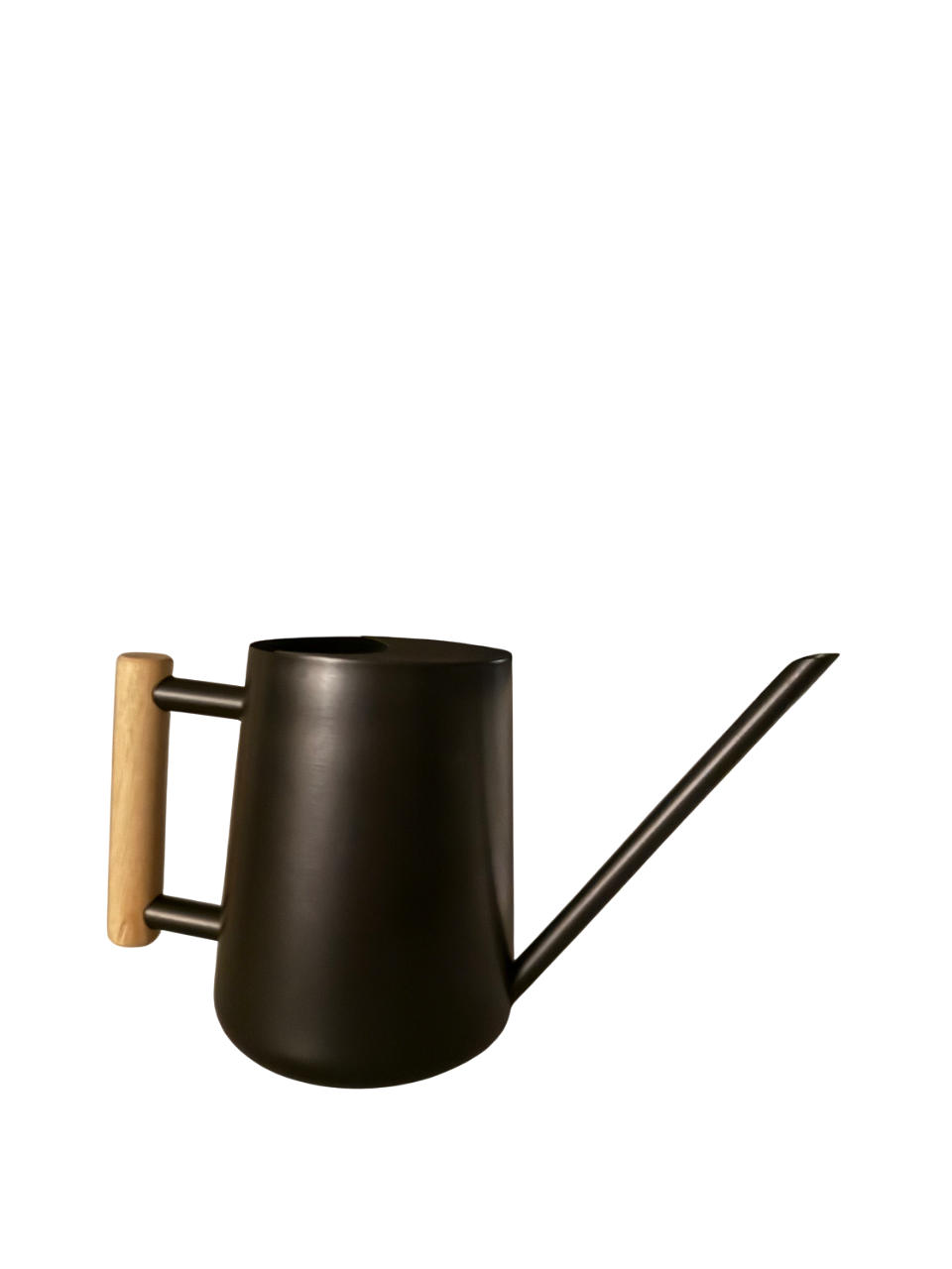 Mattschwarze Gießkanne mit Holzgriff – Design & Funktion