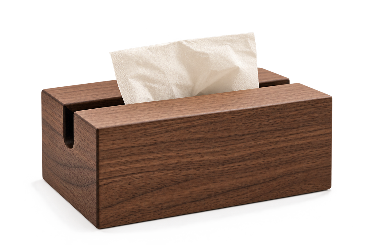 ASCEND 21 Nordic Tissue Walnut – Taschentuchbox aus Holz in Walnuss-Optik – Rechteckiger Taschentuchspender mit Schlitzöffnung – Minimalistische Kosmetiktuchbox für Badezimmer, Wohnzimmer, Schlafzimmer & Büro – 19,5 × 12 × 8,5 cm