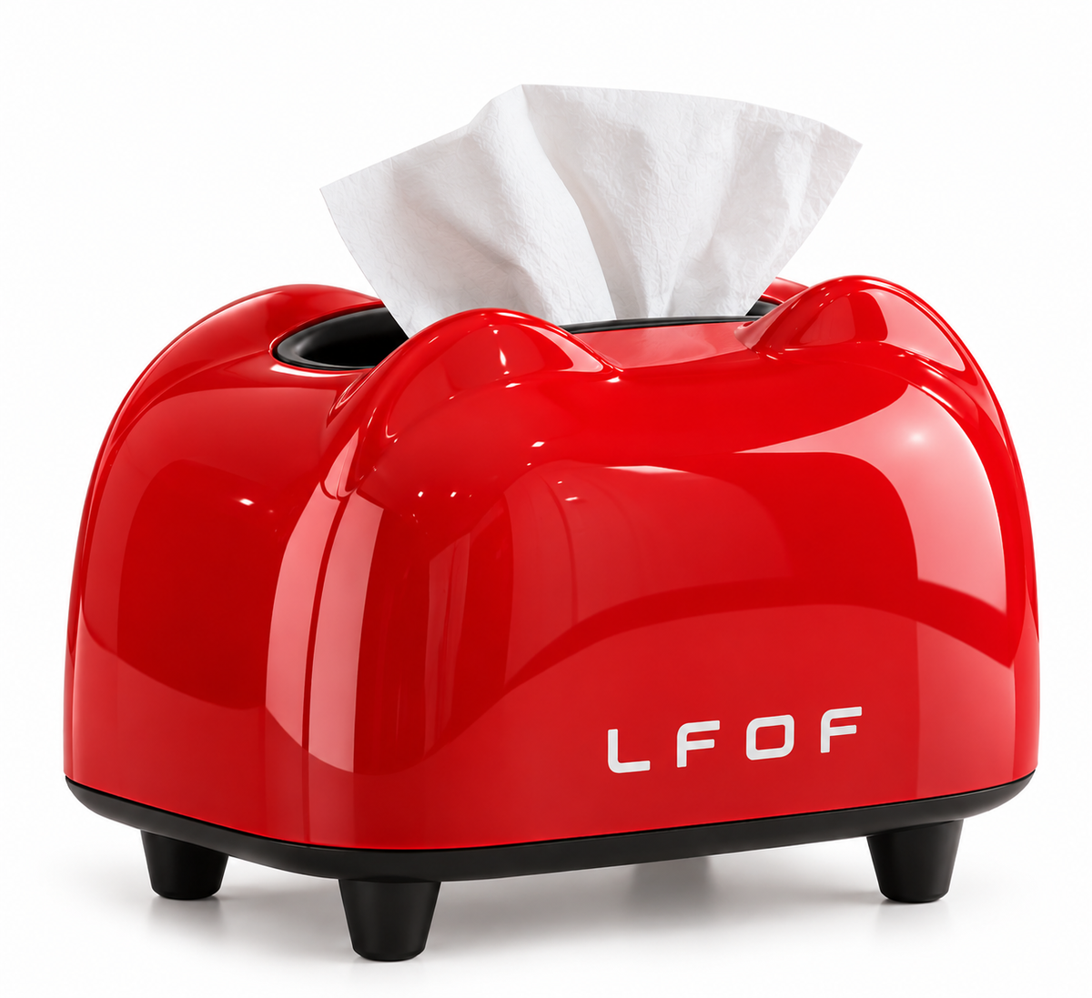 ASCEND 21 Poppy Box Taschentuchbox Rot – Retro Design Taschentuchspender mit Hochglanz-Optik – Dekorative Kosmetiktücherbox für Wohnzimmer, Schlafzimmer, Bad & Büro
