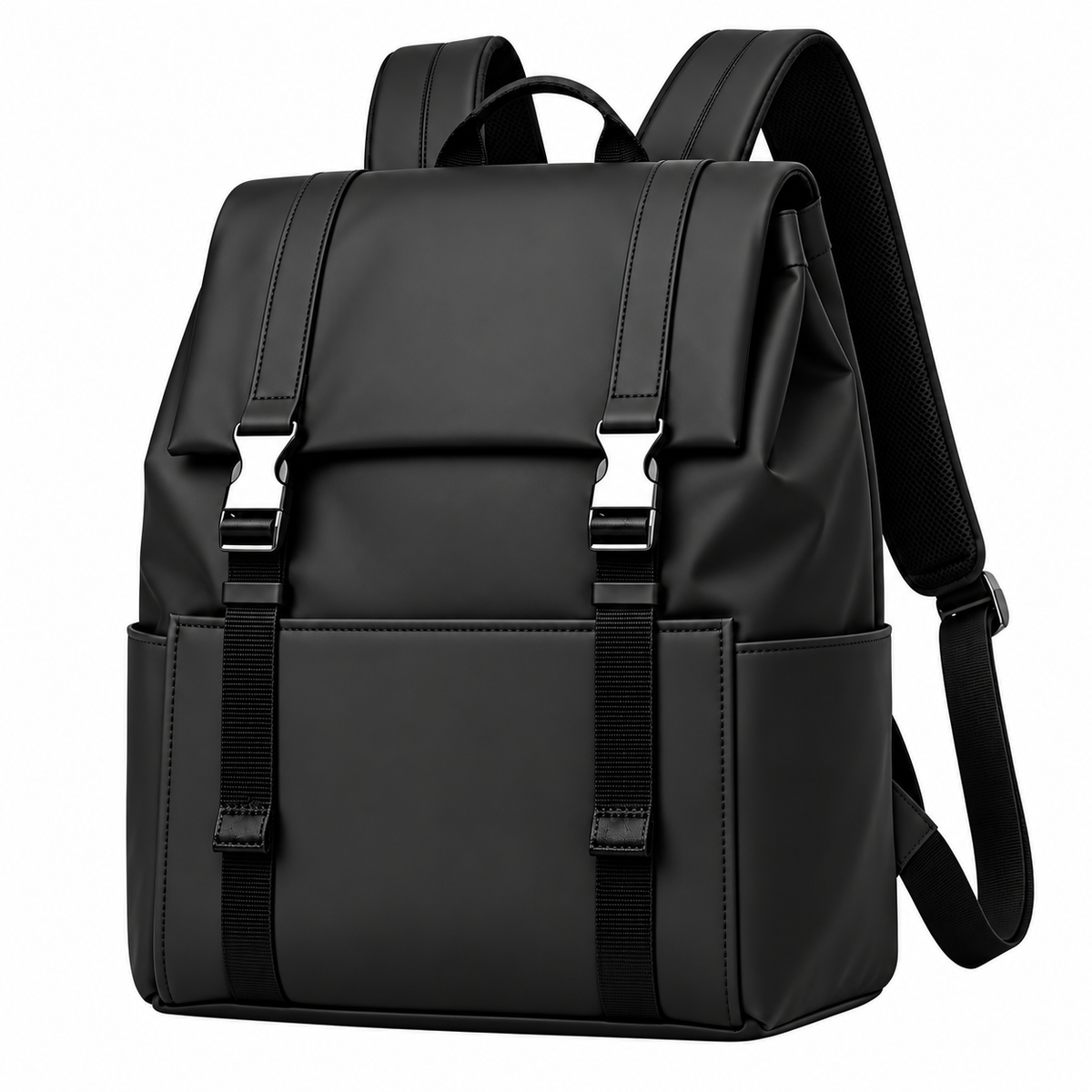 ASCEND 21 Urban Voyager Rucksack Schwarz – Moderner Business Rucksack für Herren & Damen – Minimalistischer Laptop Rucksack mit Schnallenverschluss – Reiserucksack für Büro, Uni & Alltag – 46 x 35 x 15 cm