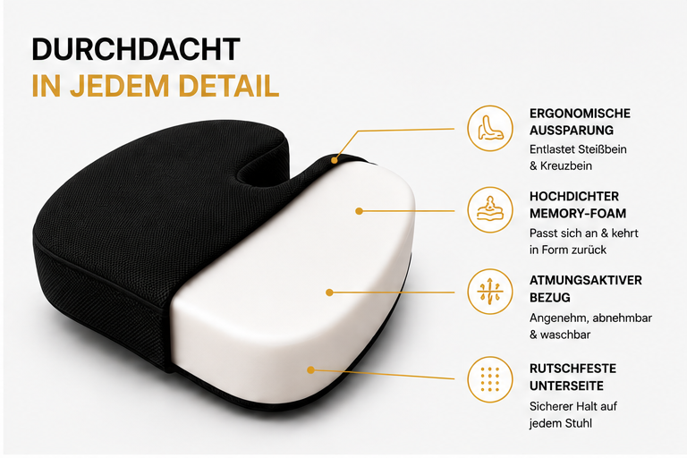 SITURA COMFORT™ – Ergonomisches Sitzkissen für Alltag & Büro