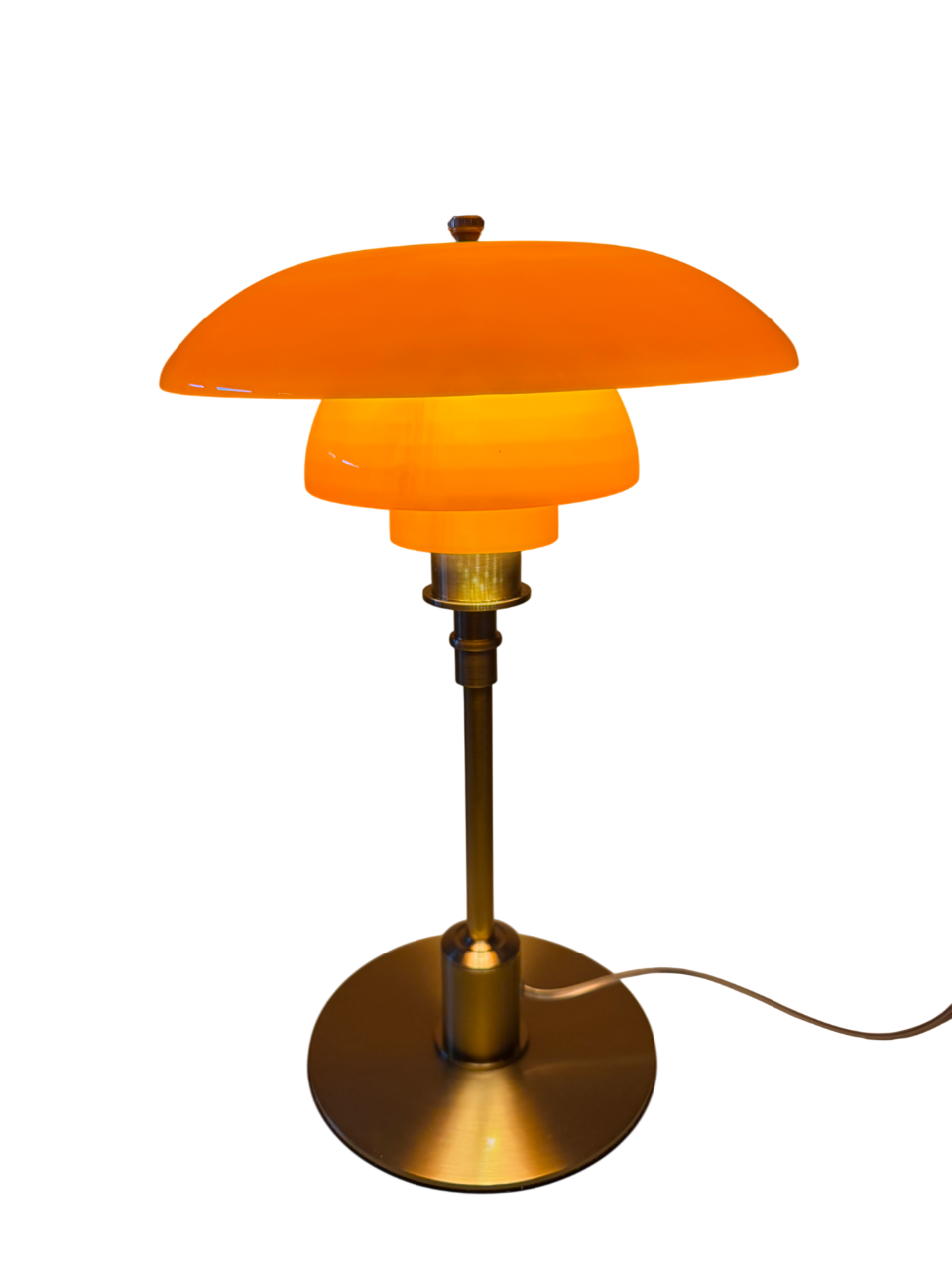 Aurora Brass Design-Tischlampe - Warmes Licht in Bernstein & Gold