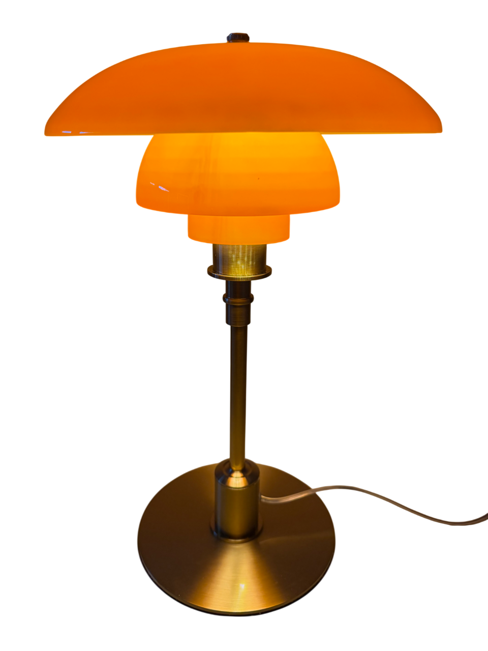 Aurora Brass Design-Tischlampe - Warmes Licht in Bernstein & Gold