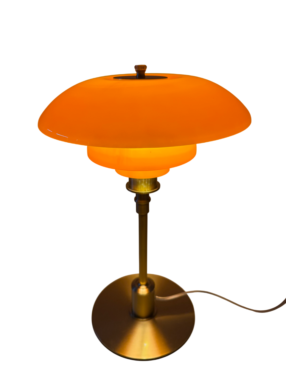 Aurora Brass Design-Tischlampe - Warmes Licht in Bernstein & Gold