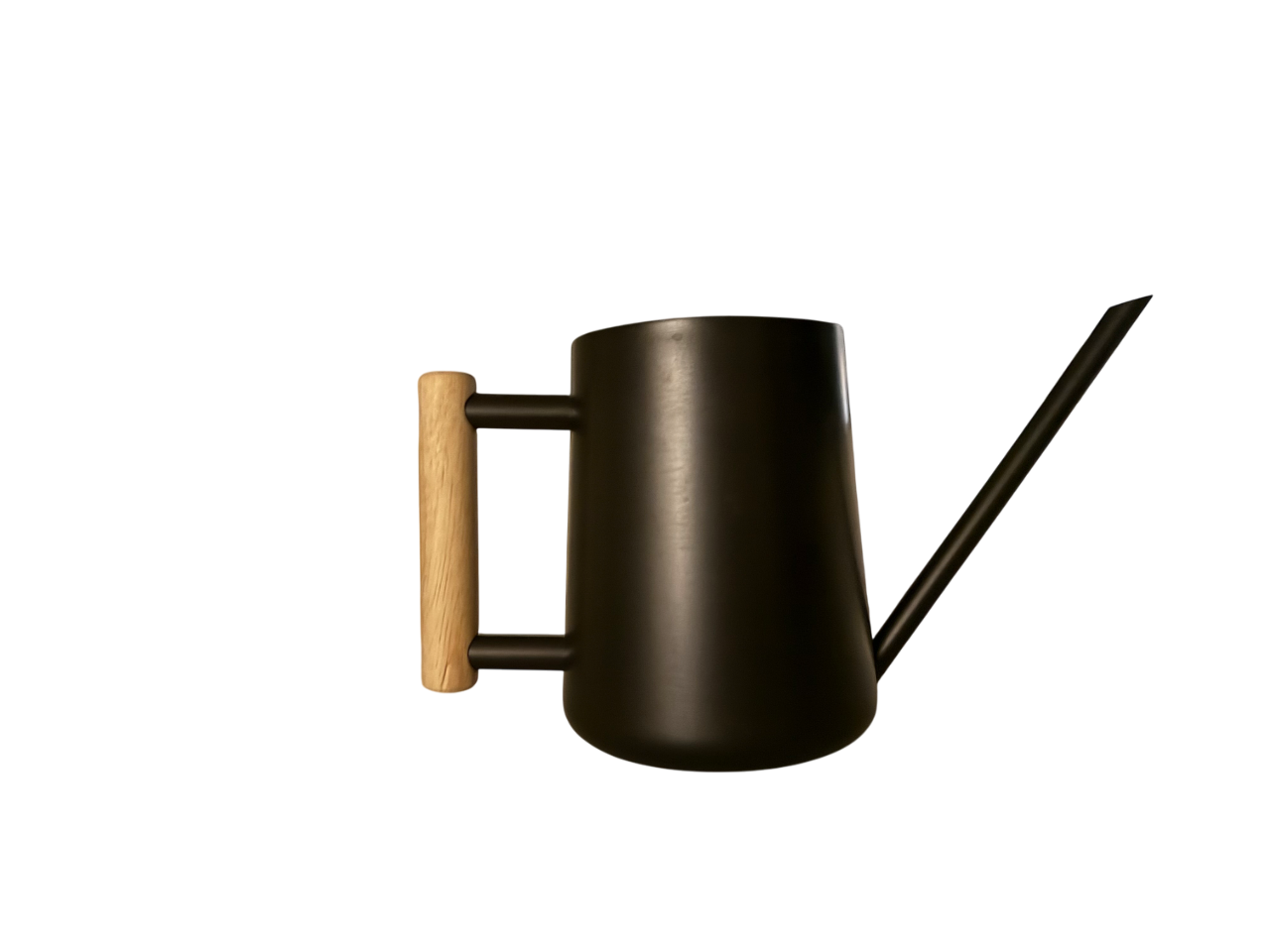 Mattschwarze Gießkanne mit Holzgriff – Design & Funktion