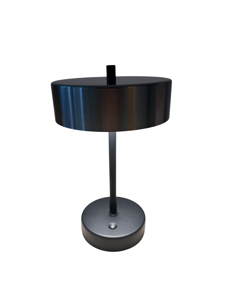 Steel Dot – Runde LED-Tischleuchte aus Metall mit Akku